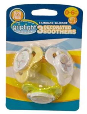 GRIPTIGHT 3 DEC STD SOOTHERS 0-6M 2.99